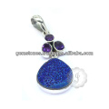 Pendentif en argent sterling Druzy Gemstone Designer